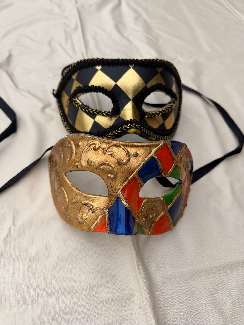 Gold & Multicolor Venetian Accent Mask pair